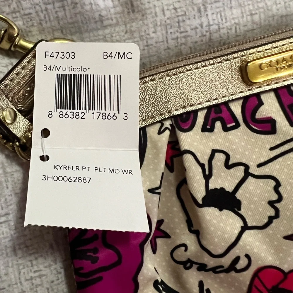 NWT Coach Poppy Kyra Wristlet in Beige/Pink Purple Floral Pattern - Picture 8 of 8